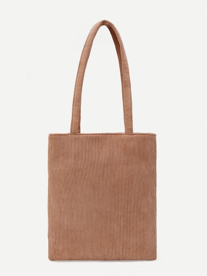 Shein Pocket Back Corduroy Tote Bag