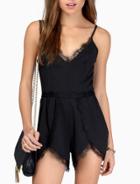 Shein Black Spaghetti Strap With Lace Jumpsuit
