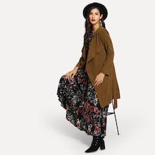 Shein Tie Waist Longline Coat