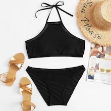 Shein Plus Mesh Panel Bikini Set
