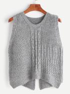 Shein Grey Split Back High Low Cable Knit Vest