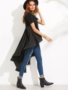 Shein Black High Low Top With Ruffle Tail