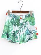 Shein High Waist Leaves Print Shorts