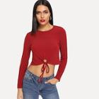 Shein Drawstring Knot Solid Tee