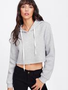 Shein Heather Knit Crop Hoodie