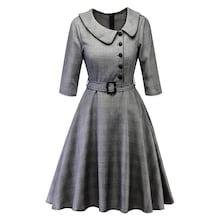Shein 50s Belted Plaid Dress