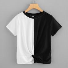 Shein Twist Front Color Block Tee