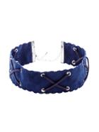 Shein Blue Crisscross Band Wide Choker Necklace