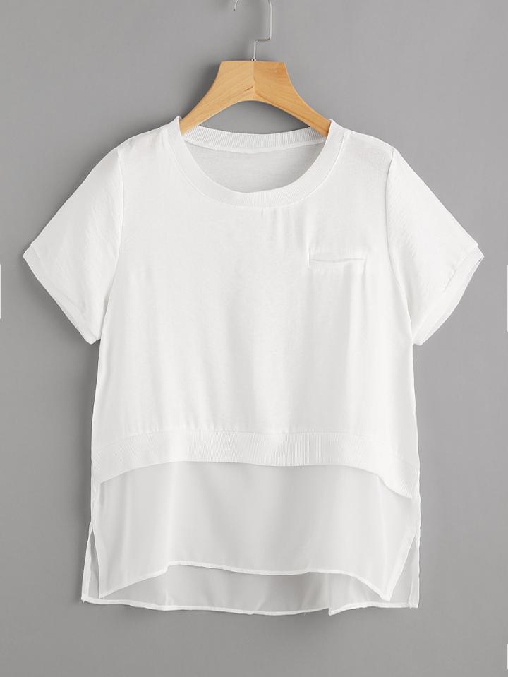 Shein Contrast Hem Split Side Blouse