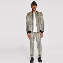 Shein Men Zip Up Allover Print Coat & Pants Set