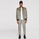 Shein Men Zip Up Allover Print Coat & Pants Set