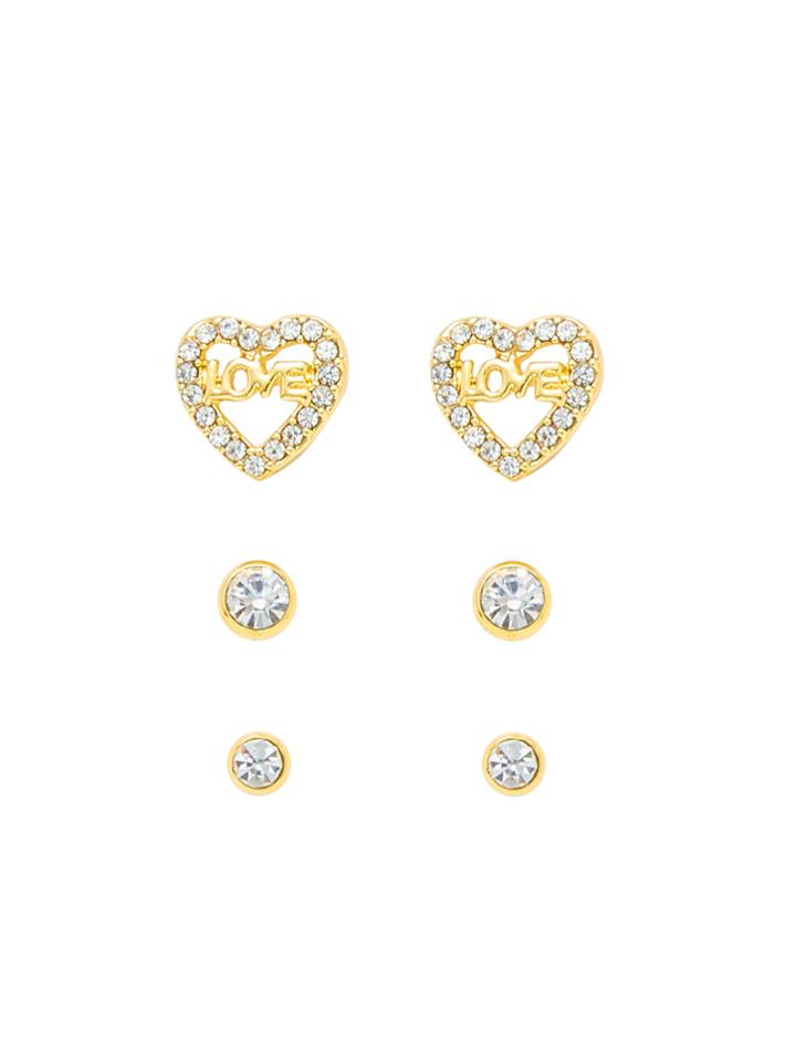 Shein Heart & Round Design Stud Earring Set