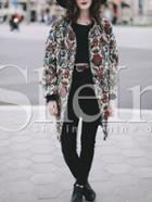 Shein Stand Collar Tribal Print Coat