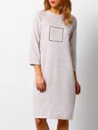 Shein Grey Crew Neck Square Print Straight Dress