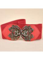 Rosewe Leaf Shape Decorated Red Wide Belt