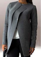 Rosewe Long Sleeve Button Closure Dark Grey Coat