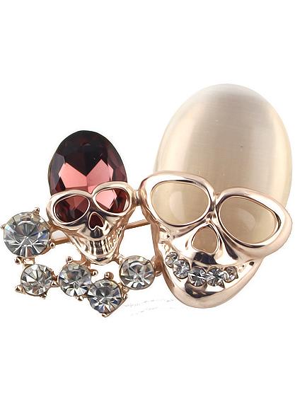 Shein Gold Diamond Skull Brooches