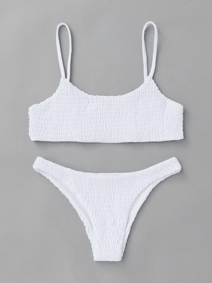 Shein Spaghetti Strap Shirred Bikini Set