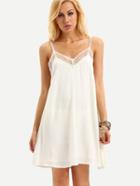 Shein White Spaghetti Strap Backless Hollow Shift Dress