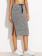 Shein Grey Split Side Drawsting Skirt