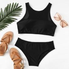 Shein Mesh Neck Bikini Set