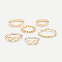 Shein Number & Woven Design Ring Set 6pcs