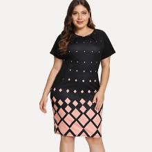Shein Plus Geo Print Raglan Sleeve Dress