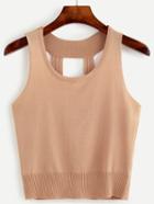Shein Camel Caged Back Knit Tank Top