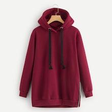 Shein Solid Zip Side Hooded Sweatshirt