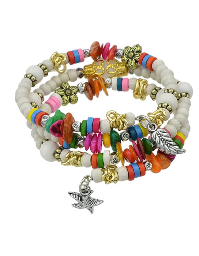 Shein White Wood Beads Bracelet