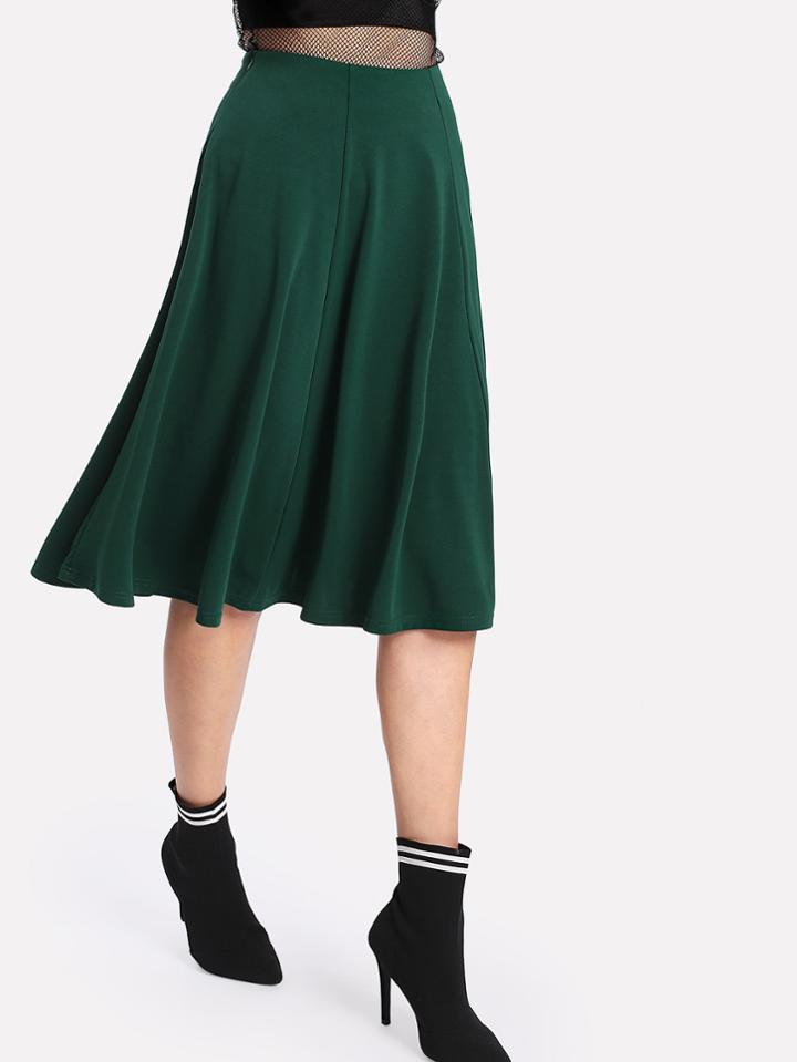 Shein Solid Swing Midi Skirt