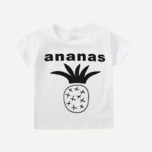 Shein Boys Letter And Pineapple Print Tee