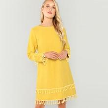 Shein Keyhole Back Tassel Tunic Dress