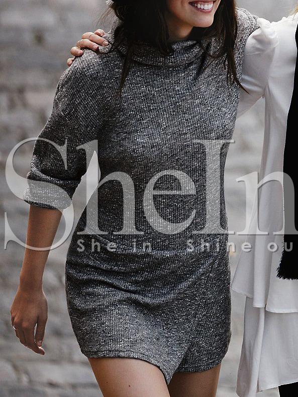 Shein Grey High Neck Bodycon Dress