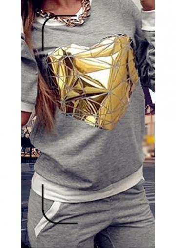 Rosewe Grey Hollow Design Top And Pants