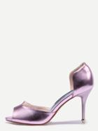 Shein Metallic Pink Block Mule Stiletto Heels