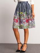 Shein Colour Vertical Stripe Floral Skirt