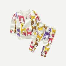 Shein Toddler Girls Sika Deer Print Top With Pants