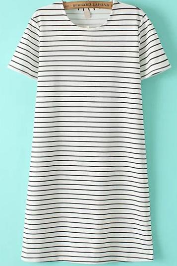 Shein Short Sleeve Striped Straight Dress