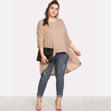 Shein Plus Solid Dip Hem Swing Tee