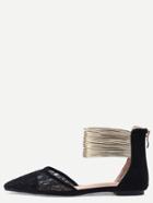Shein Pointed Toe Crochet Lace Duo Toned Metallic Flats