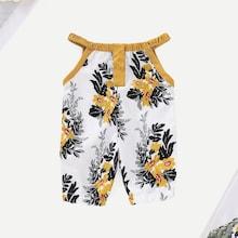 Shein Toddler Girls Floral Print Halter Jumpsuit