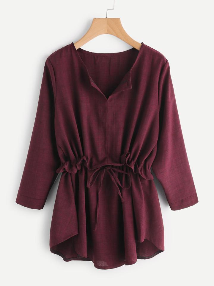 Shein Drawstring Waist Frill Blouse