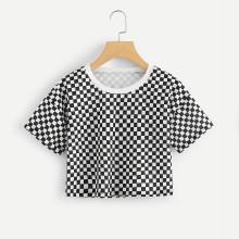 Shein Plaid Crop Tee