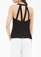 Rosewe Hollow Back Solid Black Camisole Top