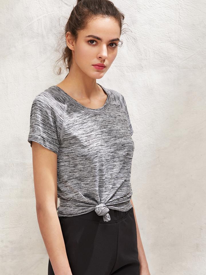 Shein Space Dye Knot Side Sports Tee