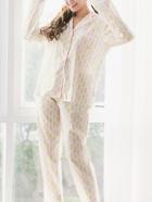 Shein Contrast Binding Pineapple Print Shirt & Pants Pj Set