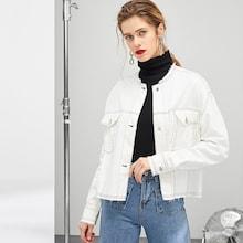 Shein Contrast Stitch Raw Trim Jacket