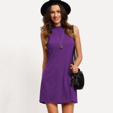 Shein Solid Mock Neck Tee Dress