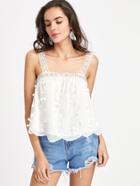Shein Lace Strap Vine Applique Embroidered Pinafore Top